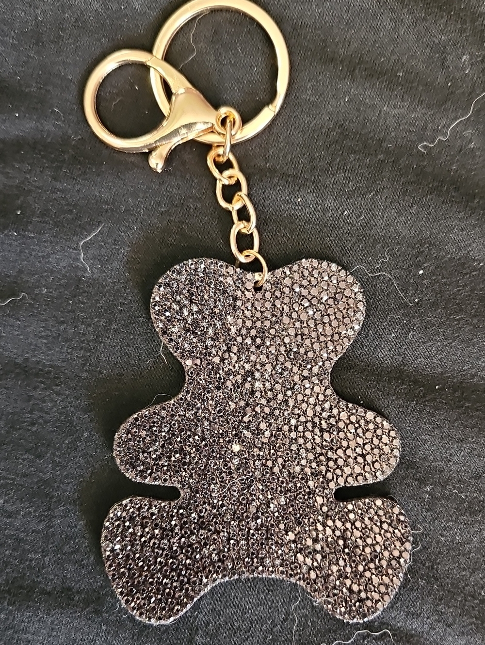Glitter Teddy Bear Keychain Or Bag Charm - Black